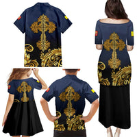 Agnus Dei Lamb of God Family Matching Puletasi and Hawaiian Shirt Latin Catholic Art with Gold Baroque Accents