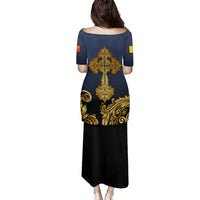 Agnus Dei Lamb of God Family Matching Puletasi and Hawaiian Shirt Latin Catholic Art with Gold Baroque Accents