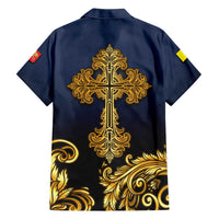 Agnus Dei Lamb of God Family Matching Short Sleeve Bodycon Dress and Hawaiian Shirt Latin Catholic Art with Gold Baroque Accents