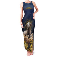 Agnus Dei Lamb of God Family Matching Tank Maxi Dress and Hawaiian Shirt Latin Catholic Art with Gold Baroque Accents