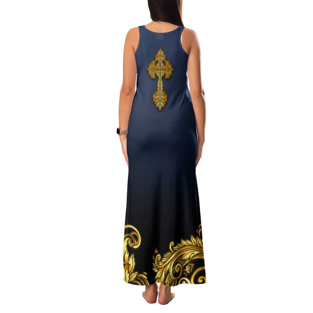 Agnus Dei Lamb of God Family Matching Tank Maxi Dress and Hawaiian Shirt Latin Catholic Art with Gold Baroque Accents