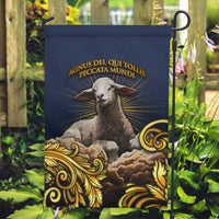 Agnus Dei Lamb of God Garden Flag Latin Catholic Art with Gold Baroque Accents