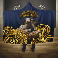 Agnus Dei Lamb of God Hooded Blanket Latin Catholic Art with Gold Baroque Accents