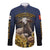 Agnus Dei Lamb of God Long Sleeve Button Shirt Latin Catholic Art with Gold Baroque Accents