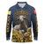 Agnus Dei Lamb of God Long Sleeve Polo Shirt Latin Catholic Art with Gold Baroque Accents