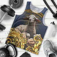 Agnus Dei Lamb of God Men Tank Top Latin Catholic Art with Gold Baroque Accents