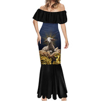 Agnus Dei Lamb of God Mermaid Dress Latin Catholic Art with Gold Baroque Accents