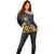 Agnus Dei Lamb of God Off Shoulder Sweater Latin Catholic Art with Gold Baroque Accents