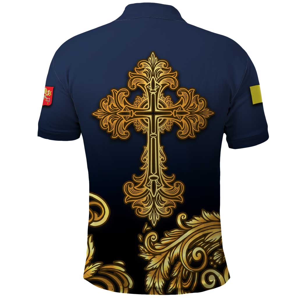 Agnus Dei Lamb of God Polo Shirt Latin Catholic Art with Gold Baroque Accents
