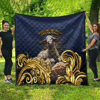 Agnus Dei Lamb of God Quilt Latin Catholic Art with Gold Baroque Accents