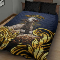 Agnus Dei Lamb of God Quilt Bed Set Latin Catholic Art with Gold Baroque Accents