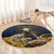 Agnus Dei Lamb of God Round Carpet Latin Catholic Art with Gold Baroque Accents