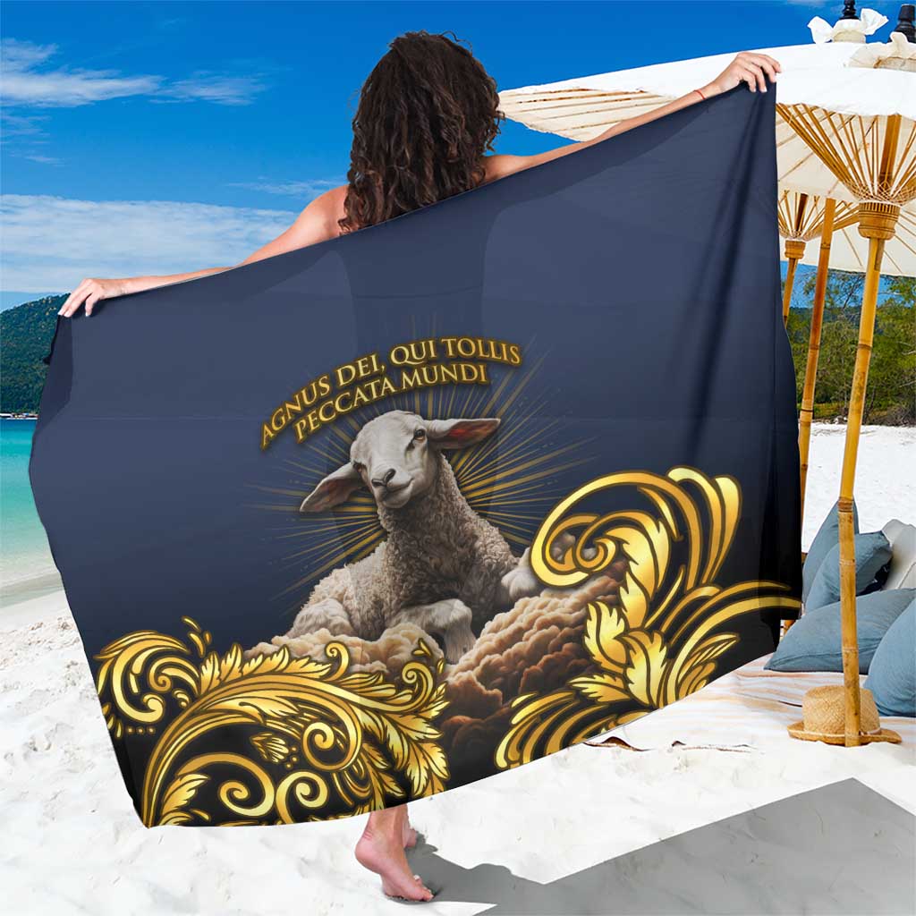 Agnus Dei Lamb of God Sarong Latin Catholic Art with Gold Baroque Accents