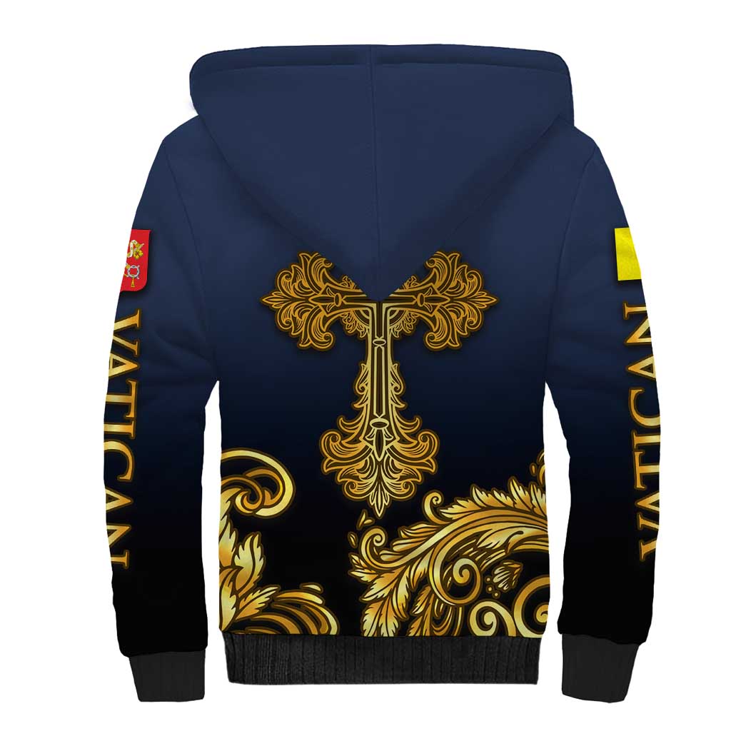 Agnus Dei Lamb of God Sherpa Hoodie Latin Catholic Art with Gold Baroque Accents