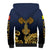 Agnus Dei Lamb of God Sherpa Hoodie Latin Catholic Art with Gold Baroque Accents