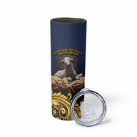 Agnus Dei Lamb of God Skinny Tumbler Latin Catholic Art with Gold Baroque Accents