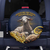 Agnus Dei Lamb of God Spare Tire Cover Latin Catholic Art with Gold Baroque Accents