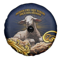 Agnus Dei Lamb of God Spare Tire Cover Latin Catholic Art with Gold Baroque Accents