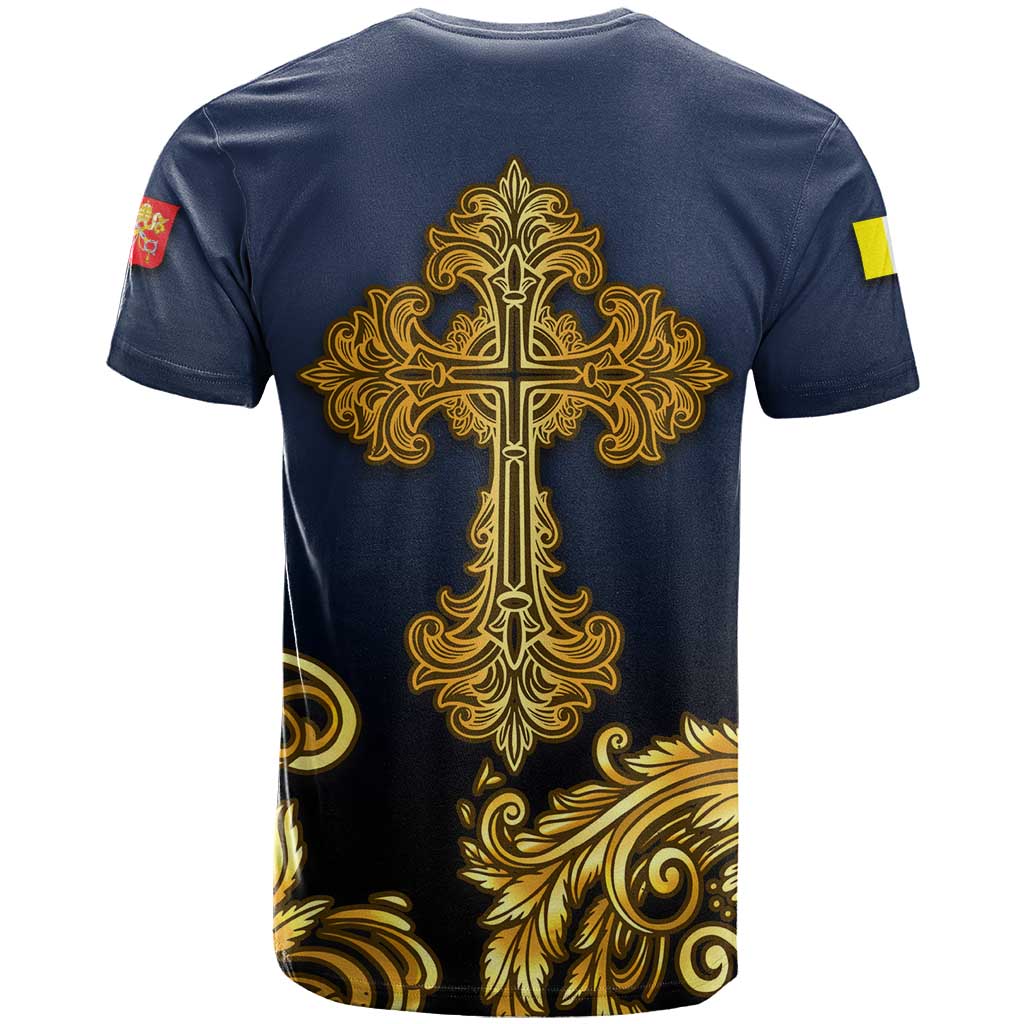 Agnus Dei Lamb of God T Shirt Latin Catholic Art with Gold Baroque Accents