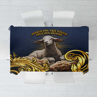 Agnus Dei Lamb of God Tablecloth Latin Catholic Art with Gold Baroque Accents