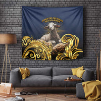 Agnus Dei Lamb of God Tapestry Latin Catholic Art with Gold Baroque Accents