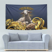 Agnus Dei Lamb of God Tapestry Latin Catholic Art with Gold Baroque Accents