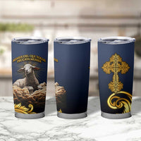 Agnus Dei Lamb of God Tumbler Cup Latin Catholic Art with Gold Baroque Accents