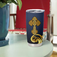 Agnus Dei Lamb of God Tumbler Cup Latin Catholic Art with Gold Baroque Accents