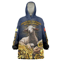 Agnus Dei Lamb of God Wearable Blanket Hoodie Latin Catholic Art with Gold Baroque Accents