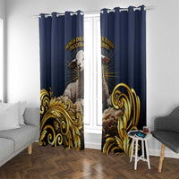 Agnus Dei Lamb of God Window Curtain Latin Catholic Art with Gold Baroque Accents