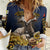 Agnus Dei Lamb of God Women Casual Shirt Latin Catholic Art with Gold Baroque Accents