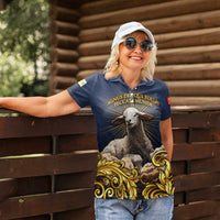 Agnus Dei Lamb of God Women Polo Shirt Latin Catholic Art with Gold Baroque Accents