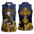 Agnus Dei Lamb of God Women Sleeveless Polo Shirt Latin Catholic Art with Gold Baroque Accents