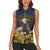 Agnus Dei Lamb of God Women Sleeveless Polo Shirt Latin Catholic Art with Gold Baroque Accents