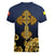 Agnus Dei Lamb of God Women V-Neck T-Shirt Latin Catholic Art with Gold Baroque Accents