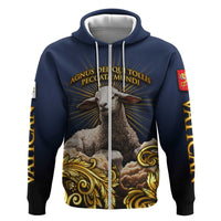 Agnus Dei Lamb of God Zip Hoodie Latin Catholic Art with Gold Baroque Accents