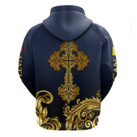 Agnus Dei Lamb of God Zip Hoodie Latin Catholic Art with Gold Baroque Accents