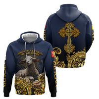 Agnus Dei Lamb of God Zip Hoodie Latin Catholic Art with Gold Baroque Accents