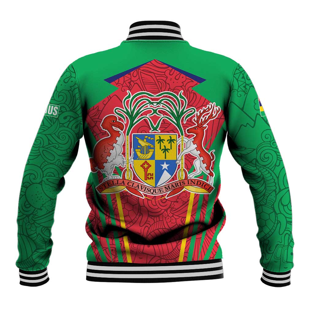 Mauritius Coat of Arms Baseball Jacket National Emblem Blended with Traditional Patterns