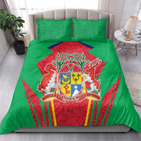 Mauritius Coat of Arms Bedding Set National Emblem Blended with Traditional Patterns
