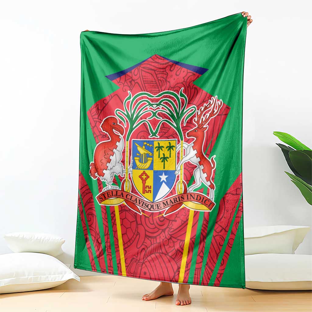 Mauritius Coat of Arms Blanket National Emblem Blended with Traditional Patterns