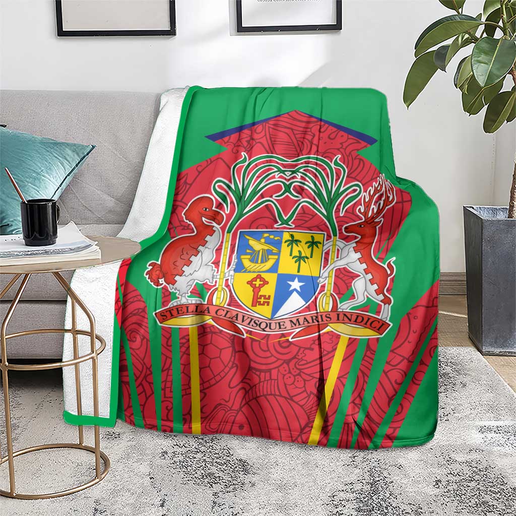 Mauritius Coat of Arms Blanket National Emblem Blended with Traditional Patterns