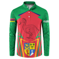 Mauritius Coat of Arms Button Sweatshirt National Emblem Blended with Traditional Patterns