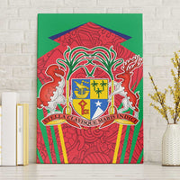 Mauritius Coat of Arms Canvas Wall Art National Emblem Blended with Traditional Patterns