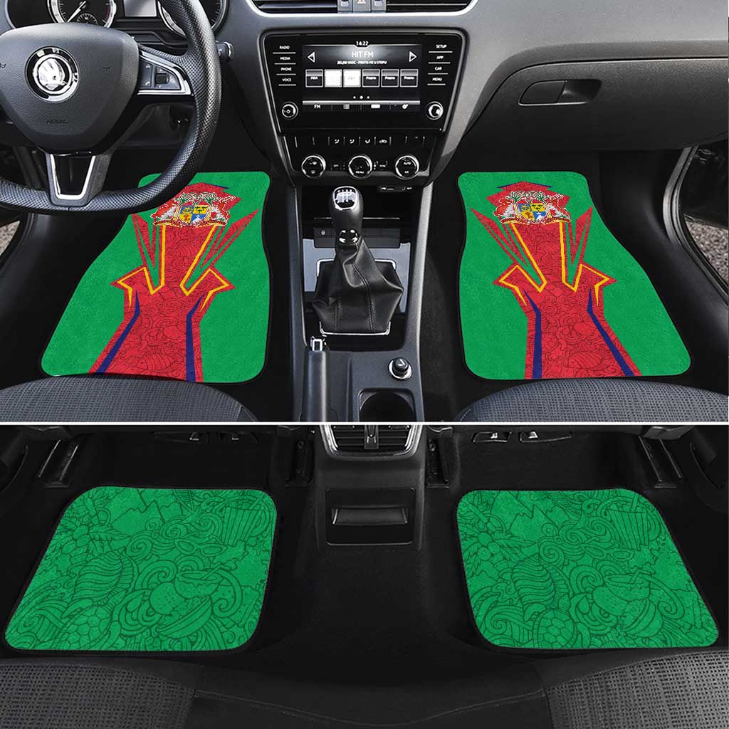 Mauritius Coat of Arms Car Mats National Emblem Blended with Traditional Patterns