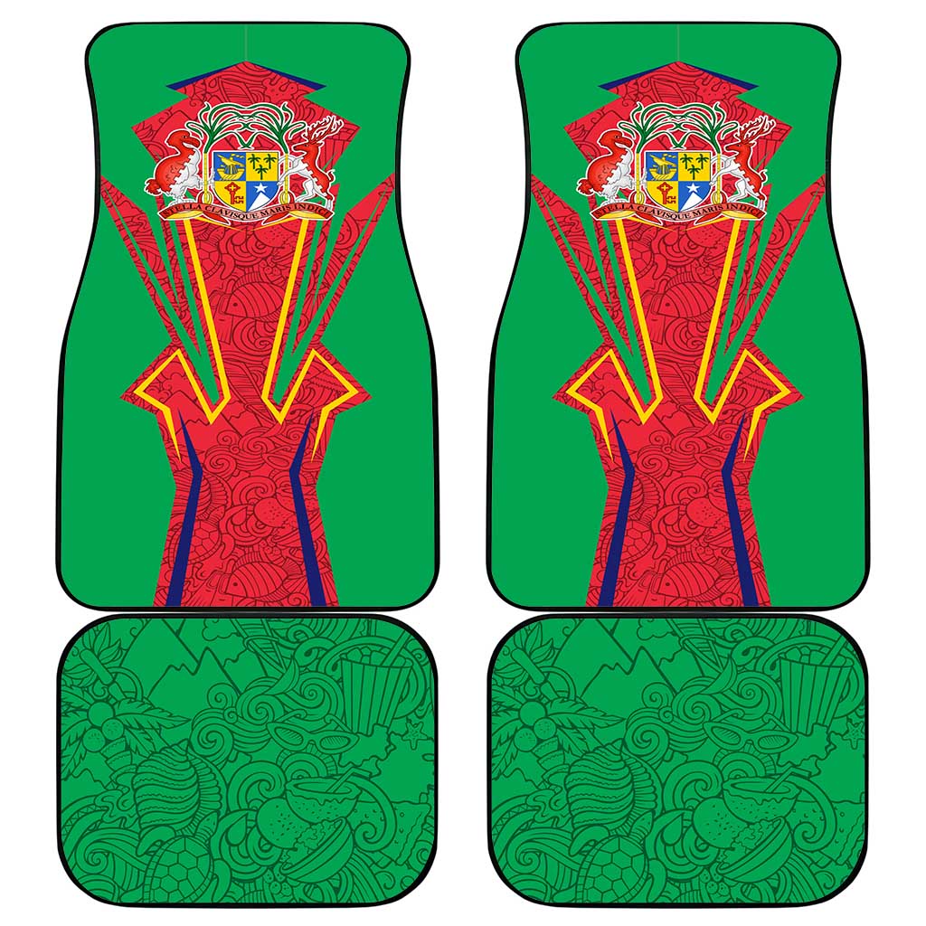 Mauritius Coat of Arms Car Mats National Emblem Blended with Traditional Patterns