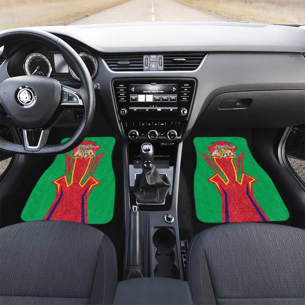 Mauritius Coat of Arms Car Mats National Emblem Blended with Traditional Patterns