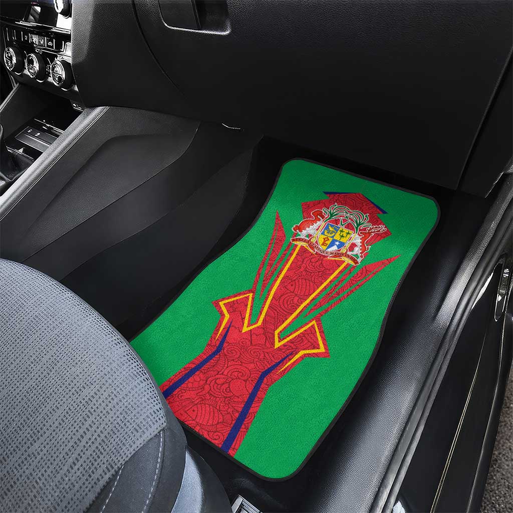 Mauritius Coat of Arms Car Mats National Emblem Blended with Traditional Patterns