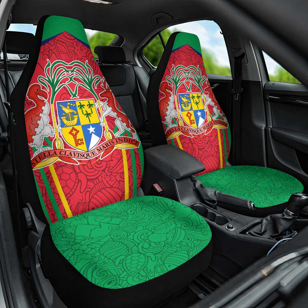 Mauritius Coat of Arms Car Seat Cover National Emblem Blended with Traditional Patterns
