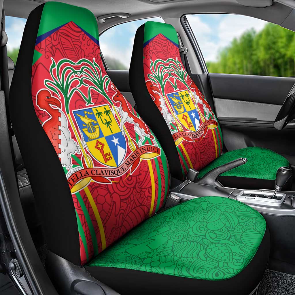Mauritius Coat of Arms Car Seat Cover National Emblem Blended with Traditional Patterns